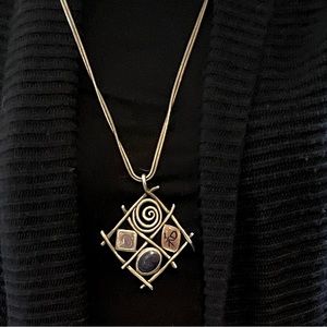 Vintage enamel detailed pendant and chain.